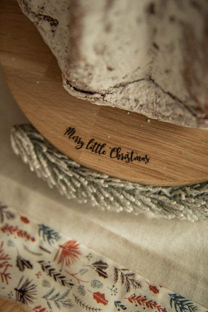 Alzatina “Merry Little Christmas” in legno di rovere