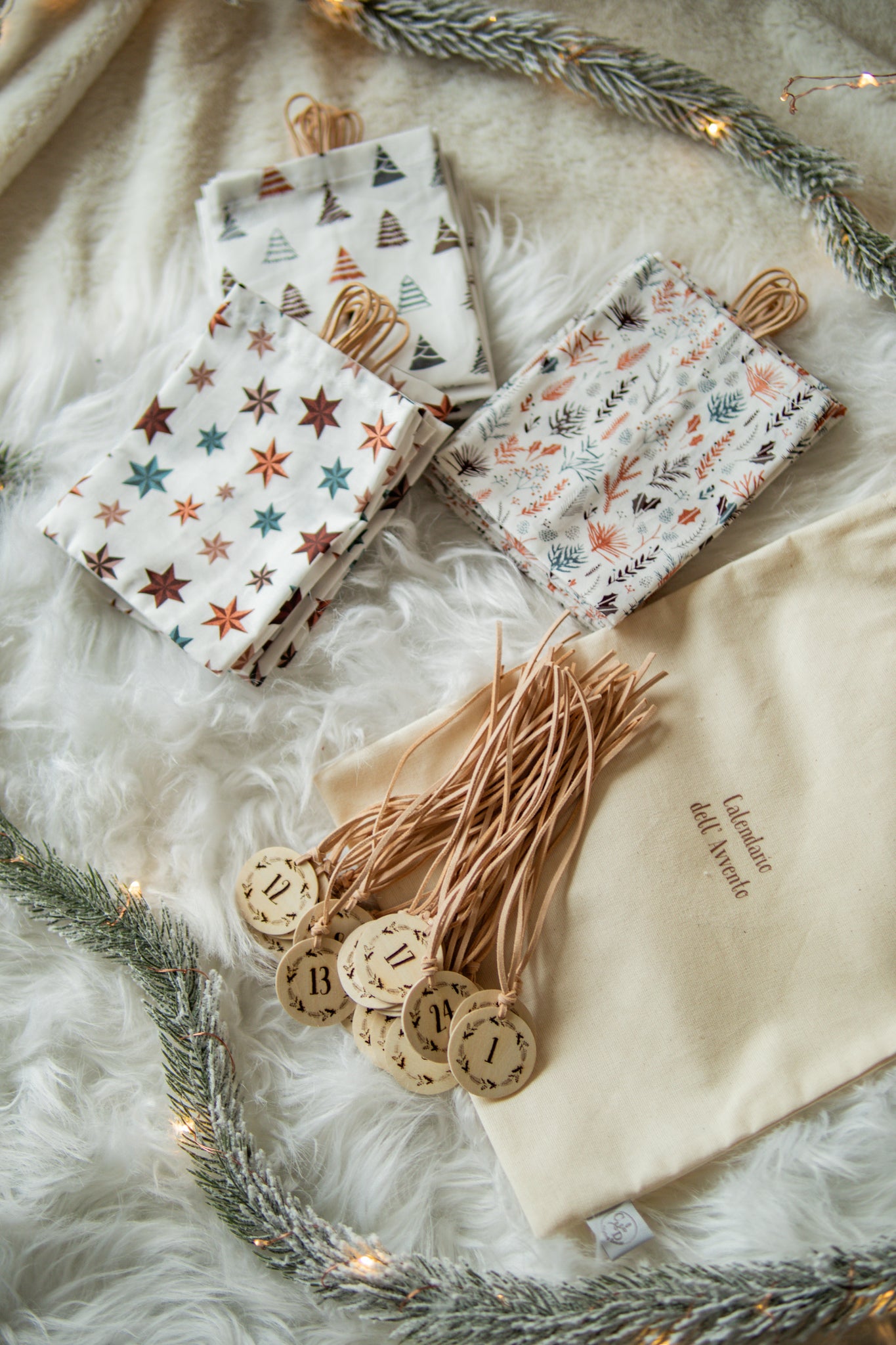 Set sacchetti per calendario dell’Avvento stile nordico fatti a mano