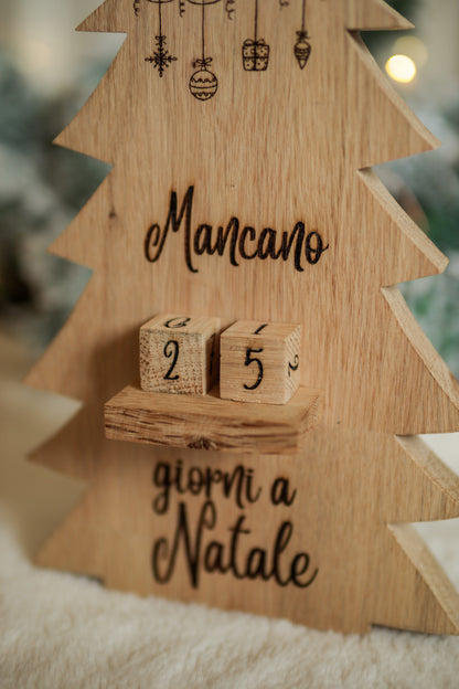 Contagiorni di Natale Albero in legno di rovere