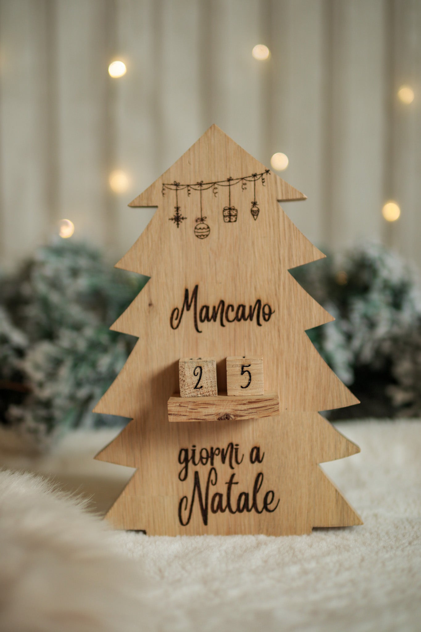 Contagiorni di Natale Albero in legno di rovere