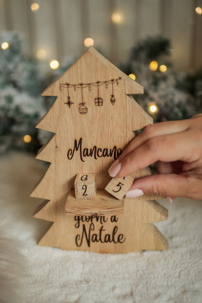 Contagiorni di Natale Albero in legno di rovere